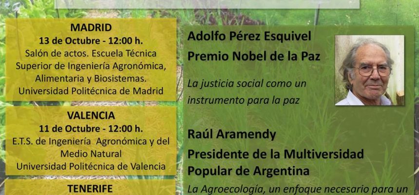 El Nobel de la Paz, Adolfo Pérez Esquivel, inaugura el V Curso de Agroecología, Agricultura Urbana, Soberanía Alimentaria y Cooperación al Desarrollo Rural