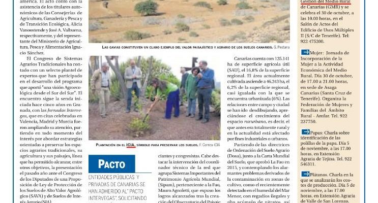 Canarias participa en la protección de sistemas agrarios tradicionales Canarias participa en la protección de sistemas agrarios tradicionales